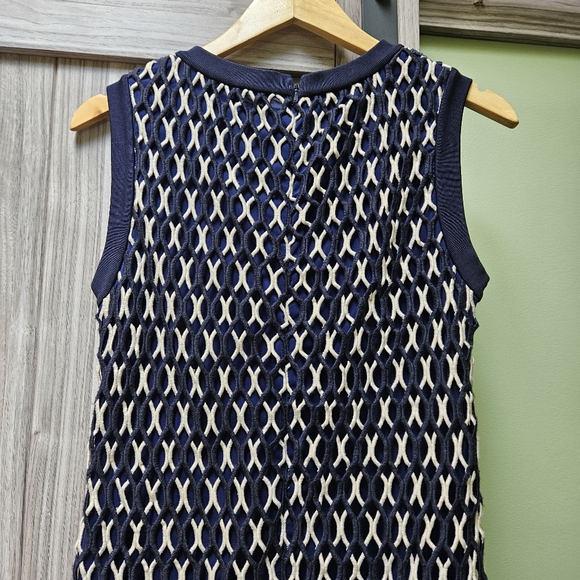 Tory Burch Carolina Crochet Knit Two-Tone Guipure Dress - Picture 3 of 16